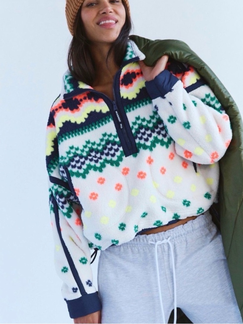 FREE PEOPLE x movement Mountain High Printed Half Zip Fleece size medium